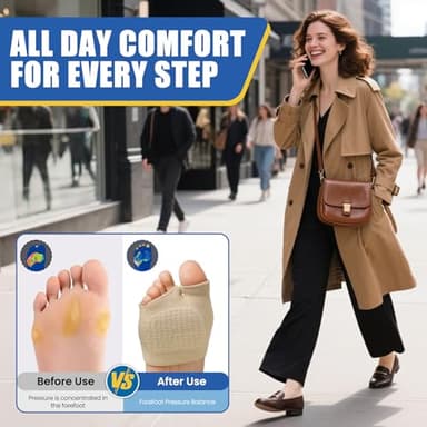 JWHOO Metatarsal Pads Ball Foot Cushion - 2 Pairs Metatarsal Pads Women & Men with Gel for Pain Relief, Morton's Neuroma & Metatarsalgia, Ball of Foot Cushion for Standing, Running, Walking - L - Image 4