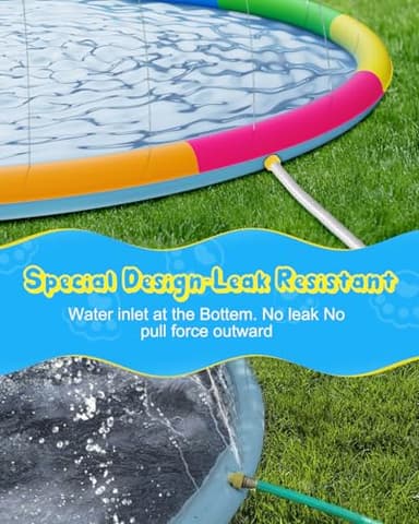 Raxurt Splash Pad for Kids and Dogs, 118'' Super Large Anti-Slip Splash Sprinkler Pad for Baby Toddler, Thicken Splash Pad Dog Pool Summer Outdoor Water Toys, 9.8FT Colorful - Image 6
