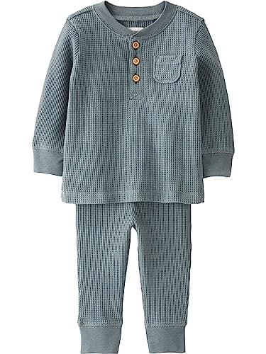 little planet by carter's Baby 2-piece Set made with Organic Cotton, Aqua Slate, NB - Image 1