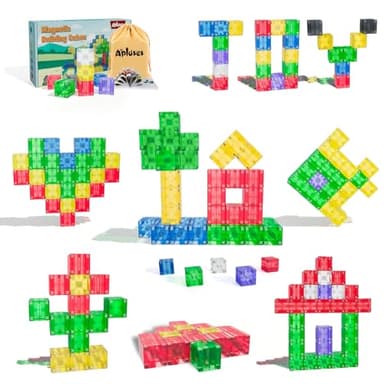 32PCS Magnetic Building Blocks - Transparent Magnetic Cubes, STEM Magnet Toddler Boys Toys for kids age 3-5 ,Travel Sensory Autism Preschool Montessori Toys for 3+ Year Old, Birthday Girls Gifts - Image 1