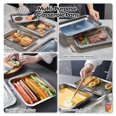 WAGENSTEIGER Stainless Steel Food Prep Container with Rack & Lid (Tray) 2.43 Quart / 2inch Depth, Hotel Pans, Catering Pan, Buffet Party Pans, Roasting Pan, Casserole (1302/No02) - Image 2