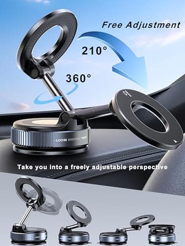 Upgraded 360° Nano Gel Vacuum Magnetic Phone Holder, Car Phone Holder for Magsafe[108+LBS Strongest Suction & 3000gf Strongest Magnetic], Suction Cup Phone Mount for Car/for iPhone 17 Pro Max - Image 6