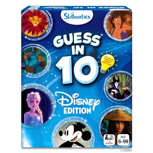 Skillmatics Guess in 10 Disney, Card Game for Girls, Boys, Kids, Teens, Adults, Who Love Cinderella, Mickey Mouse, Moana, Travel Toy, Gifts for Ages 6, 7, 8, 9 and Up - Image 1