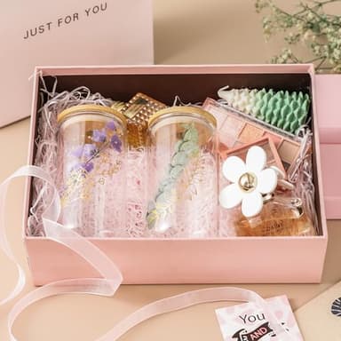 2 Pack Glass Cups with Bamboo Lids and Straws 16 oz, Gifts for Women, Drinking glasses set, Iced Coffee, Tea Cup, Cute Aesthetics Tumbler Cup, Mothers Day, Birthday Gifts for Her Mom - Image 4