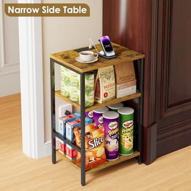X-cosrack Side Table with Charging Station, End Table with USB Ports and Outlets, Nightstand with Storage Shelves for Small Space, Sofa Couch Table Bedside Table for Living Room Bedroom - Image 7