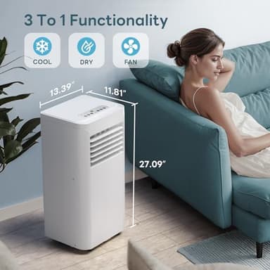 ZAFRO 10000BTU Portable Air Conditioner - 3-in-1 Cooling, Dehumidifier & Fan, 3 Speed, Remote Control, 24-Hour Timer, LED Display - Image 2