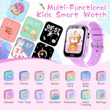 Smart Watch for Kids - Touch Screen Watch with Camera, Music, Video, Pedometer, Calculator, Alarm Clock, Learn Card, Audio Book, Calendar - Kids Watch for Boys & Girls Ages 4-12 (Purple) - Image 2