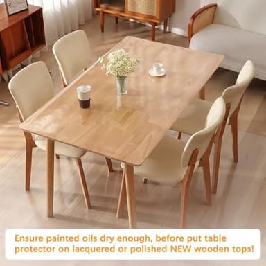 42 x 84 Inch 7ft Clear Plastic Dining Table Protector Tablecloth Desk Pad Mat Wooden Furniture Coffee Glass End Side Dinner Table Cloth Top Protection Countertop Cover Waterproof Wipeable PVC Vinyl - Image 3