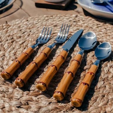 Bamboo Plastic 20 Piece Flatware Set - Image 8