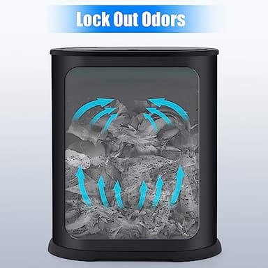 Anzoymx Stainless Steel Bathroom Trash Cans 1.8 Gallons Small Garbage Can with Pop up Lid, Metal Narrow Wastebasket, Slim Waterproof Litter Trash Bins Set for Bedroom, Toilet, Office (Black) - Image 4