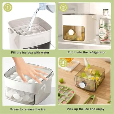 Ice Cube Tray with Lid & Bin Ice Maker for Freezer Ice Trays Ice Container- Ice Molds for Whiskey, Cocktail, Coffee Drinks, Beer with Ice Tongs Kitchen Gadgets Tools (White) - Image 6
