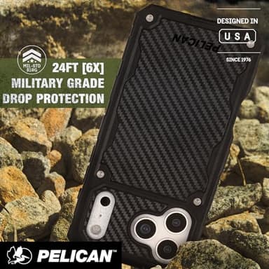 Pelican Shield iPhone 17 Pro Max Case [Compatible with MagSafe] Rugged Phone Case w/ 24ft Military-Grade Drop Protection - Heavy Duty Phone Cover w/Belt Clip Holster for iPhone 17 Pro Max - Carbon - Image 6