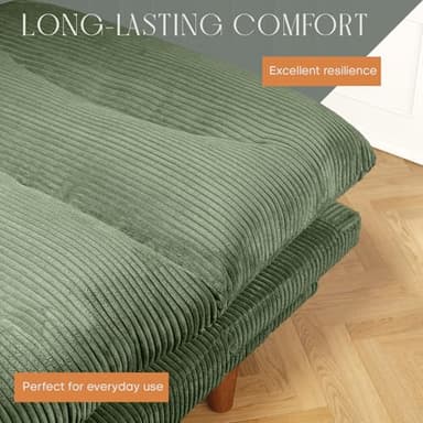 DreamDashio Futon Sofa Bed, 69 inch Futon Couch with Adjustable Backrest, Corduroy Convertible Sleeper Sofa Bed, Folding Sleeper Recliner for Apartment, Living Room, Office, Green - Image 6