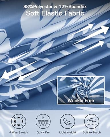 BOJIN Men's Hawaiian Wrinkle Free Short Sleeve Button Down Tropical Floral Beach Vacation Shirt White Flower Blue 2X - Image 4