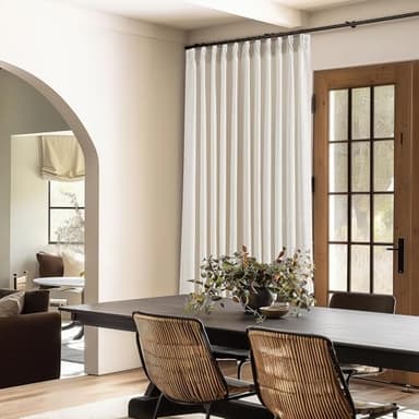 TWODRAPES Pinch Pleated Extra Wide Curtain Panels 90 Inches Long 70 Wide Linen Curtain for Patio Sliding Glass Door Cream Hooks Rings Semi Sheer Privacy 90 Inch Length for Living Room 70x90 1 Panel - Image 9