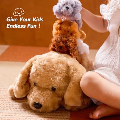 5 Pieces Dog Stuffed Animals for Girls,1 Mommy Dog with 4 Babies,Puppy Stuffed Animals Gifts for Girls 3 4 5 6 7 8 9 Years,Soft Plush Toys for Kids Christmas,Valentine's,Birthday,Children's Day - Image 4