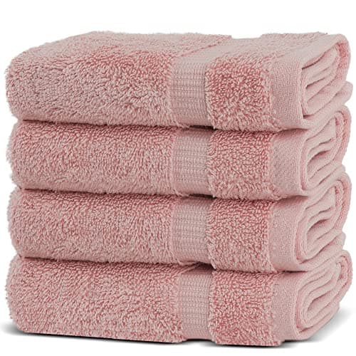 Chakir Turkish Linens | Hotel & Spa Quality 100% Cotton Premium Turkish Towels | Soft & Absorbent (4-Piece Washcloths, Pink) - Image 1