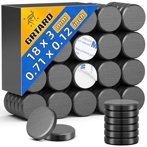 Grtard 50Pcs Small Magnets for Crafts with Adhesive Backing, 18x3mm Ceramic Magnets Strong Craft, Strong Round Circle Magnet Perfect for Button DIY, Craft Hobbies, Science Projects - Image 1