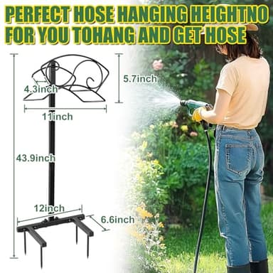 ULIOK Garden Hose Holder Freestanding, Water Hose Holders for Outside with Sturdy 4 Spikes, Hose Reel Holds 150-feet Hose, Hose Hanger Hose Storage for Yard, Lawn, Farm - Image 3