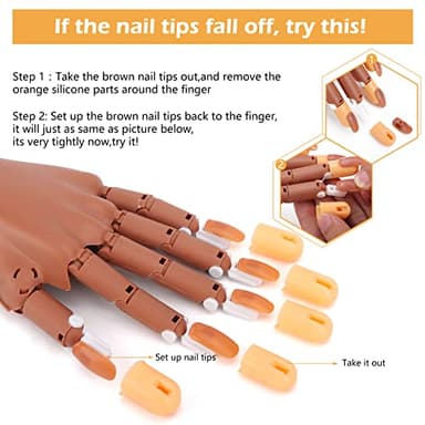 LIONVISON Practice Hand for Acrylic Nails, Flexible Nail Practice Hands Training Kits, Fake Manican Hands for Nails Practice, Movable Nail Maniquin Hand with 300PCS Nail Tips, File, Brush and Clipper - Image 3