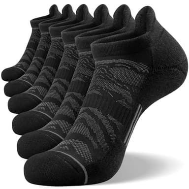 FITRELL 6 Pack Men's Ankle Running Socks Low Cut Cushioned Athletic Sports Socks, Shoe Size 9-12, Black+Gray - Image 9