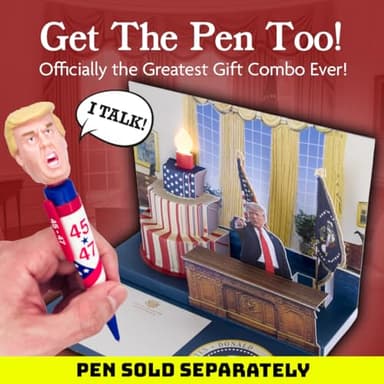 Donald Pop Up Birthday Card with Trump's Real Voice & Lights - Funny Political Dad Birthday Gift for Men, The Original Oval Office Design Plays "Hail to the Chief", Republican Gift (Cake) - Image 4