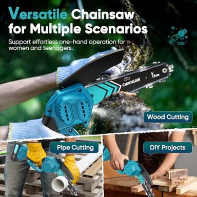 Mini Chain saw, 6-Inch Chain Saw, 2 Pack 2000mAh Batteries, 【Seniors Friendly】Portable Handheld Chainsaw, Mini Chainsaw Cordless for Wood Cutting Tree Trimming DIY Projects Gardening Camping - Image 5
