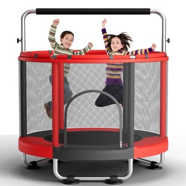 ZCMHAXJ 55" Trampoline for Kids with Enclosure, 440lbs Capacity Indoor & Outdoor Toddler Trampoline with Adjustable Gymnastics Bar & Toys, Gifts for Boys & Girls - Image 7