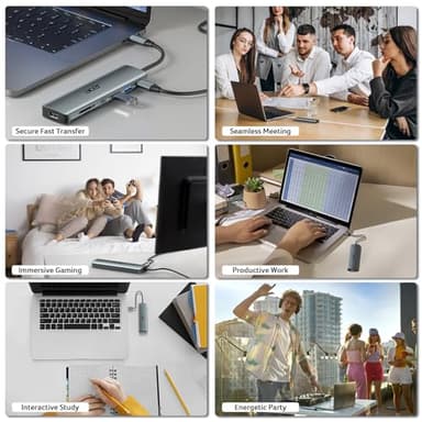 Acer USB C Hub, 7 in 1 Multi-Port Adapter for Laptop, 4K, HDMI Splitter with 2 USB A 3.1 & Type-C to HDMI Data Port, PD 100W Charging, SD Card Reader for Computer, Desktop, Space Grey - Image 9