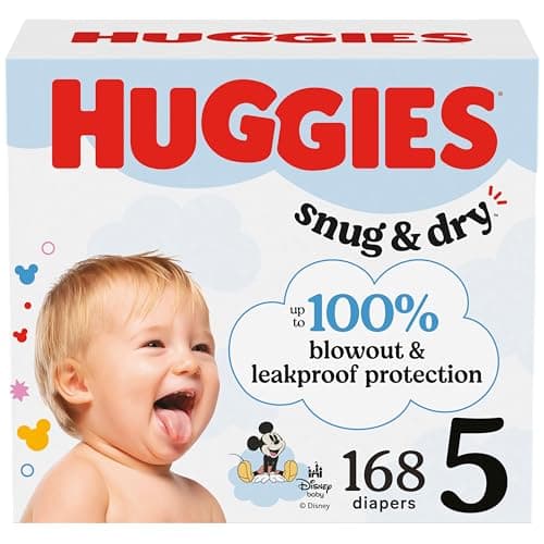 Huggies Size 5 Diapers, Snug & Dry Baby Diapers, Size 5 (27+ lbs), 168 Count (6 Packs of 28), Packaging May Vary - Image 1