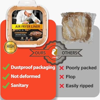 Air Fryer Liners Disposable 9 Inch, 9 inch Air Fryer Liners 125 Pcs Large Square Air Fryer Paper Liners for 5QT 6qt 8QT Air Fryer, Non-stick Parchment Paper for Frying, Baking - Image 4