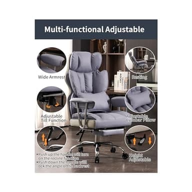 Efomao Big and Tall Office Chair 400LBS, Heavy Duty Executive Office Chair with Foot Rest, Home Office Desk Chairs, Purple Big Tall Computer Chairs - Image 3