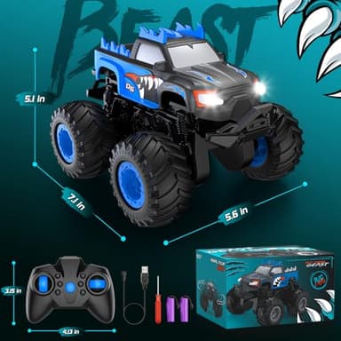 FAFUGANIA Remote Control Car, 1:24 Scale All Terrain Monster Tuck Toys with 360° Rotation, Remote Control Tuck with 20km/h, Auto Demo and Lights, 2.4Ghz Rc Cars, Monster Trucks for Boys 4-7 - Image 8