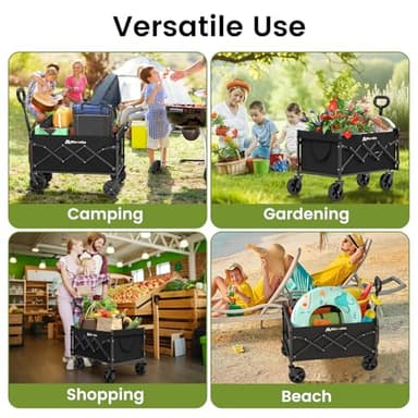 Collapsible Wagon with Wheels, 220 lbs Wagons Carts Foldable Wagon Cart with Flexible Handle, Lightweight Portable Folding Utility Grocery Shopping Cart for Grocery Sports Garden Camping - Image 9