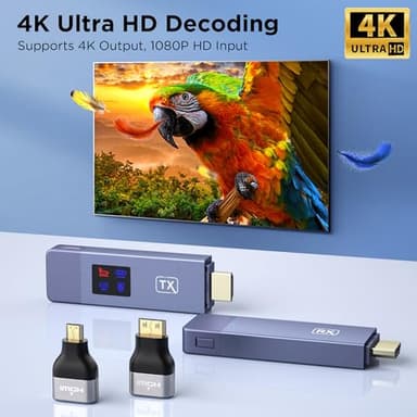 Wireless HDMI Transmitter and Receiver, Plug and Play Portable 2.4G/5G Wireless HDMI Extender Kit, 4K Decode 1080P HD Output for Video and Audio Streaming to Monitor from Laptop/PC/TV Box/Projector - Image 6