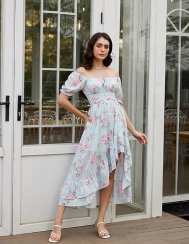 Scarlet Darkness Summer Corset Dress for Women 2025 Floral Dress Cottagecore Wedding Guest Dress Blue L - Image 5