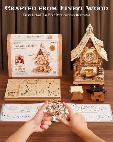 ROKR 3D Wooden Puzzles for Adults,Wooden Cuckoo Clock Model kit,435 Piece 3D Puzzles,Ideal Gift for Adults and Teens - Image 7