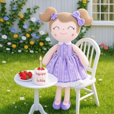 Gloveleya Baby Girl Gifts Soft Plush Doll – Lavender Daisies 16 Inch Cuddle Toy with Basket, Collectible Keepsake Birthday Easter Baby Shower Christmas for Girls - Image 6