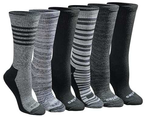Dickies Women's Dri-Tech Fashion Moisture Control Crew Socks, Available in S-XL (5, 6, 12 Pairs), Black Stripe (6 Pairs), Medium - Image 1