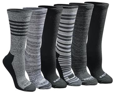 Dickies Women's Dri-Tech Fashion Moisture Control Crew Socks, Available in S-XL (5, 6, 12 Pairs), Black Stripe (6 Pairs), Medium - Image 1
