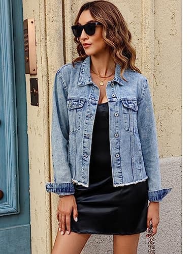 Luvamia Women's Trendy Fall Jacket - Blue Denim Blazer, Size X-Large (Fits 16/18) - Image 4