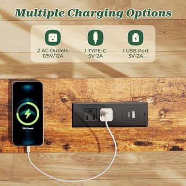 SUPERJARE 5.9 Inch Narrow Console Table with Outlet, Sofa Table Set of 2, Total Length 78'', Behind Couch Table, Long Entryway Tables with Charging Station, for Living Room, Rusitc Brown - Image 4