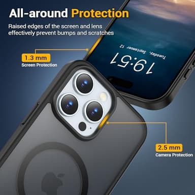 Temdan for iPhone 16 Pro Max Case [Compatible with MagSafe] [Military-Grade Drop Protection] [Anti-Fingerprint] [Anti-Scratch] Slim Silky-Soft Touch Translucent Matte Case 6.9 inch, Black - Image 4