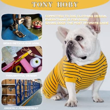 TONY HOBY Dog Pajamas, Thermal Dog Jumpsuit, 4 Legged Pajamas with Stripes for Small Medium Dogs (Yellow,XS) - Image 3