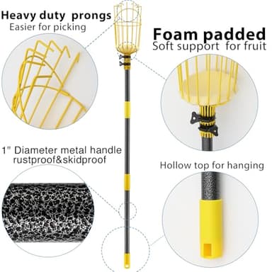 Extendable Fruit Picker with Basket - 5ft Telescopic Pole for Picking High Fruit Trees - Image 6