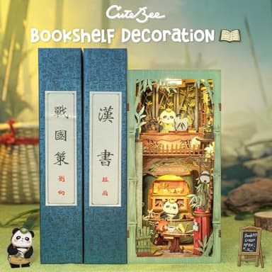 CUTEBEE Book Nook Kit - DIY Miniature House Dollhouse Kit for Adult and Teens, Booknook Bookshelf Decor Alley Model Build with LED Light, Gifts for Family and Friends - Image 7