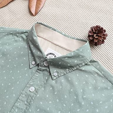 Dubinik® Mens Short Sleeve Button Down Shirts 100% Cotton Plaid Men's Casual Button-Down Shirts with Pocket - Image 2