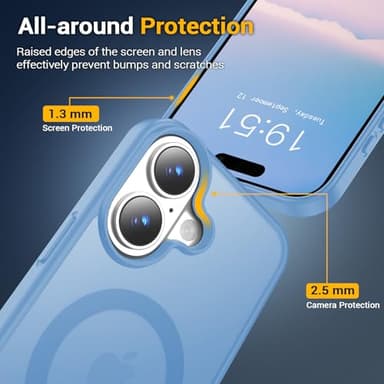 Temdan for iPhone 16 Case [Compatible with MagSafe] [Military-Grade Drop Protection] [Anti-Fingerprint] [Anti-Scratch] Slim Silky-Soft Touch Translucent Matte Case 6.1 inch, Sierra Blue - Image 5