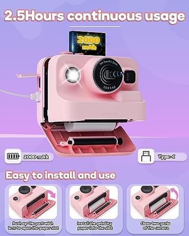 Dylanto Kids Camera Instant Print,1080P Kids Instant Cameras That Print Photos,Christmas Birthday Gifts for Girls Age 3-12,Portable Toy for 3 4 5 6 7 8 9 10 Year Old Girls Boys Pink - Image 6