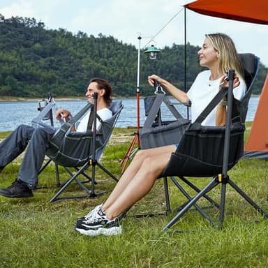 TIMBER RIDGE Hammock Camping Chair with Adjustable Backrest, Heavy Duty Folding Hammock Chair Supports 300lbs, Portable Hammock Chair for Camping, Travelling and Patio, Blue - Image 5